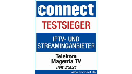 Testsiegel Connect Testsieger, IPTV- und Streaminganbieter, Telekom MagentaTV, Heft 08/2024