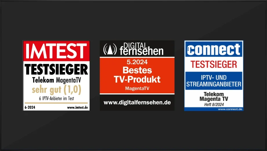 IMTEST Testsieger Telekom MagentaTV, Digital Fernsehen Bestes TV-Produkt, connect Testsieger