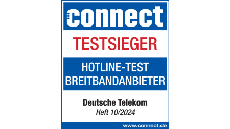 Testsiegel Connect Testsieger, Hotline-Test Breitbandanbieter, Deutsche Telekom, Heft 10/2024