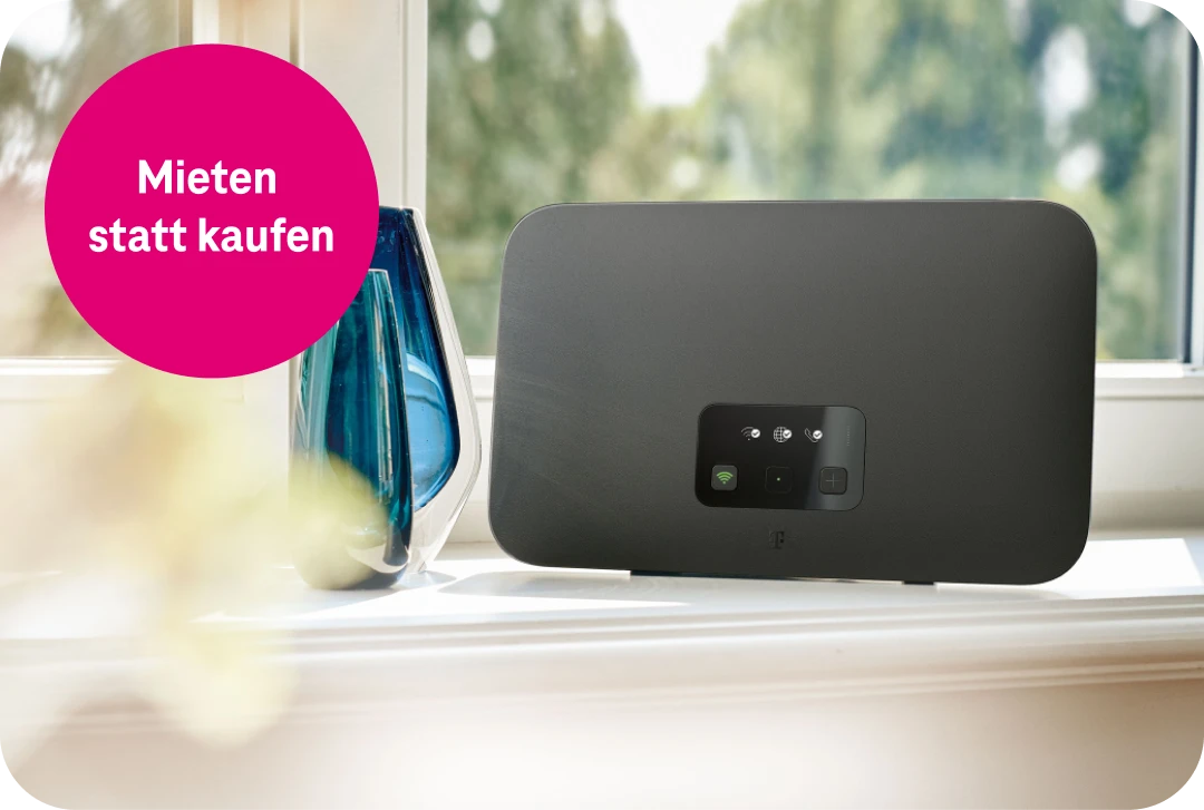 Telekom-Router Smart 4 Port mit dem Text 'Du kannst mich mieten'