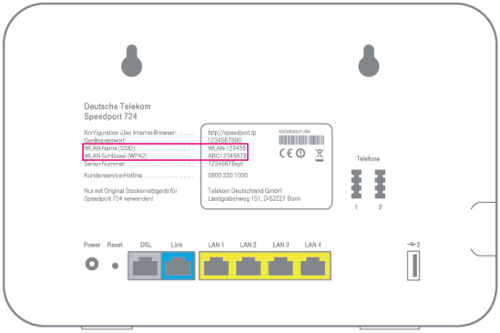 WLAN Einrichtungsdaten