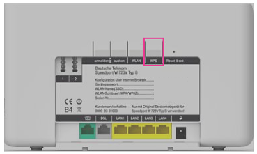 WPS-Taster auf der Rückseite eines Speedports W723