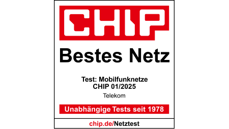 Testsiegel CHIP, Bestes Netz, Test Mobilfunknetze, CHIP 01/2025, Telekom