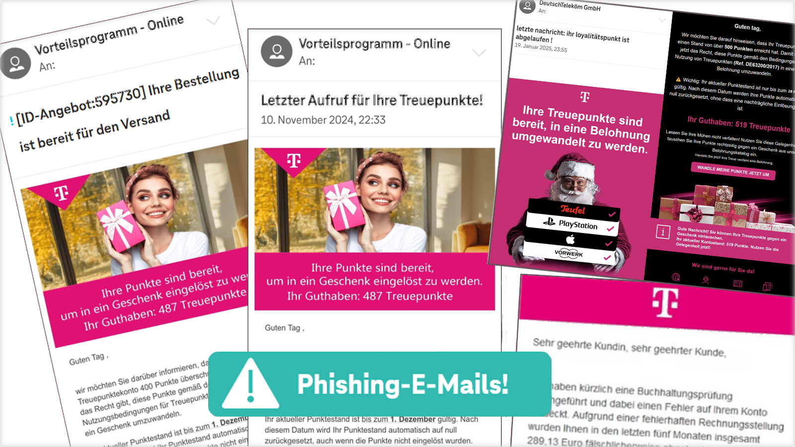 Beispiele der gesendeten Phishing-Mails