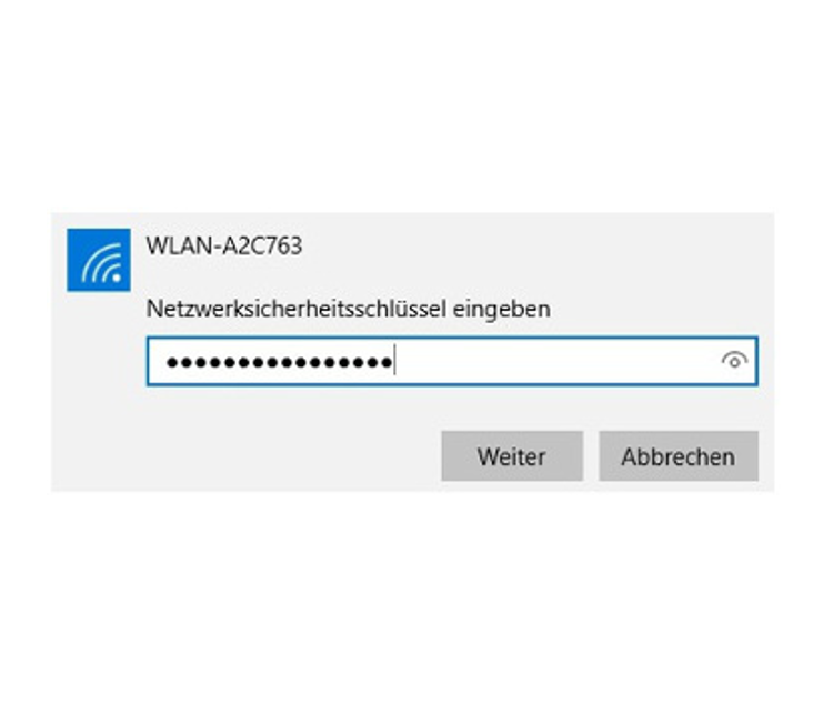 Netzwerkschlüssel eingeben für Windows 10