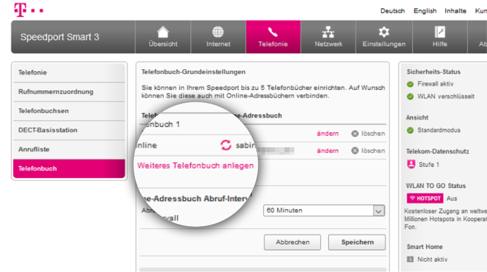 Weiteres Telefonbuch anlegen