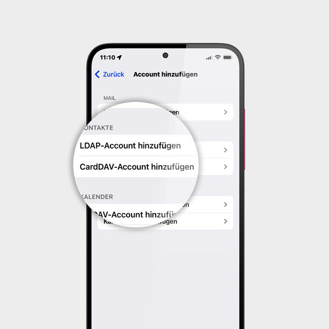 "CardDAV-Account hinzufügen" auswählen