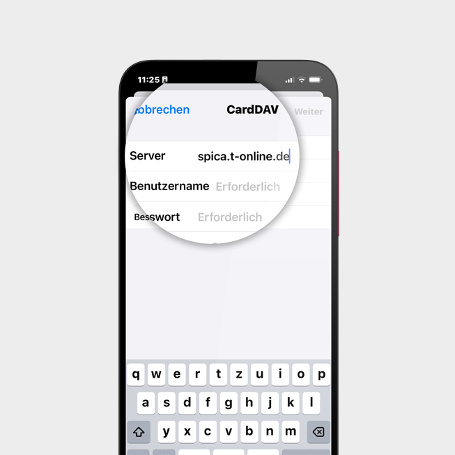 7. Bei "Server" geben Sie "spica.t-online.de" ein.