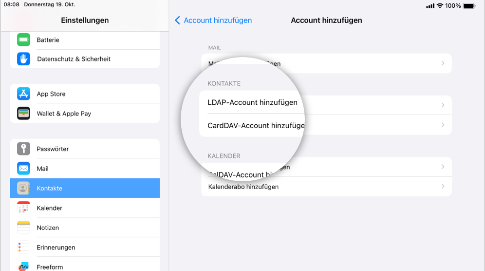 "CardDAV-Account hinzufügen" antippen