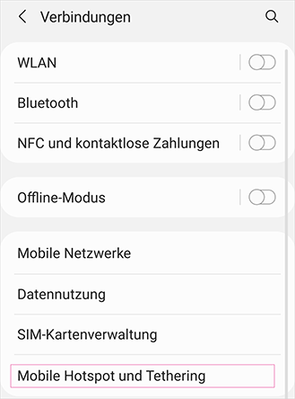 Mobile Hotspot und Tethering